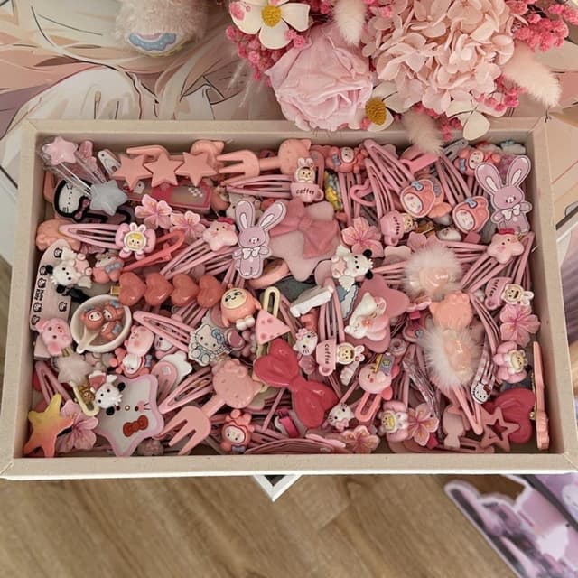Set 50 kẹp tóc màu hồng, màu xanh cho bé gái siêu dễ thương phong cách hàn quốc - Ảnh 1