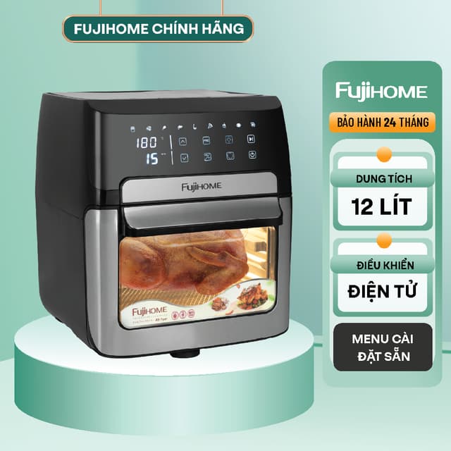 Nồi chiên không dầu FUJIHOME A12DB, công suất mạnh 1800w, dung tích 12 lít, cảm ứng, đa chức năng - Ảnh 5