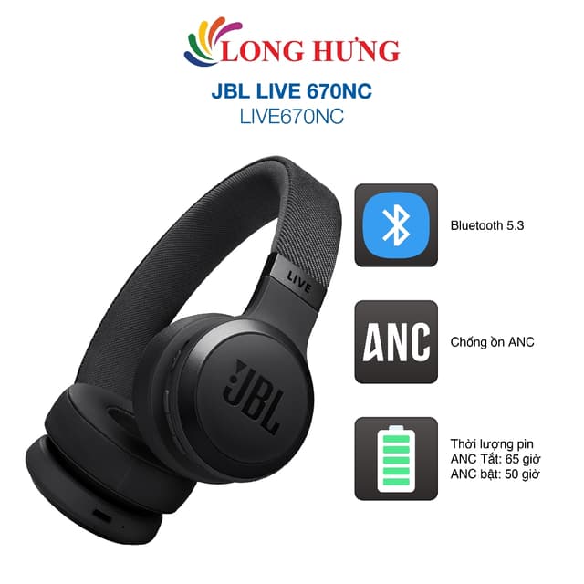 Tai nghe chụp tai Bluetooth JBL Live 670NC LIVE670NC - Hàng chính hãng - Ảnh 5