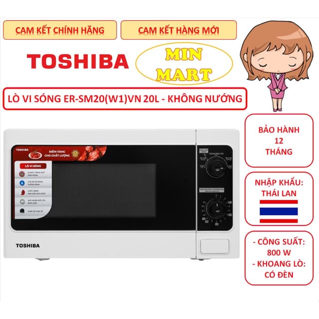 Lò vi sóng Toshiba ER-SM20(W1)VN, MW2-MM20P(BK), MWP-MM20(WH), ER-SGM20(S1)VN 20 lít, Chính Hãng, Bảo Hành 12 Thá - Ảnh 11