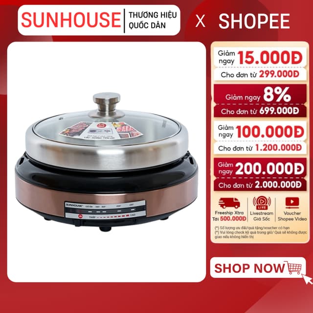 LẨU ĐIỆN SUNHOUSE 4 LÍT SHD4526 - Tích hợp 2 chức năng lẩu và nướng, Bảo hành chính hãng 12 tháng - Ảnh 12