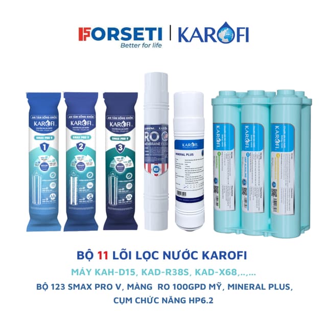 Bộ 11 lõi lọc nước Karofi chính hãng dùng cho máy lọc nước RO Karofi  KAD-X68,KAD-X56, KAD-X58,KAQ-X18, KAD-R38S, - Ảnh 3