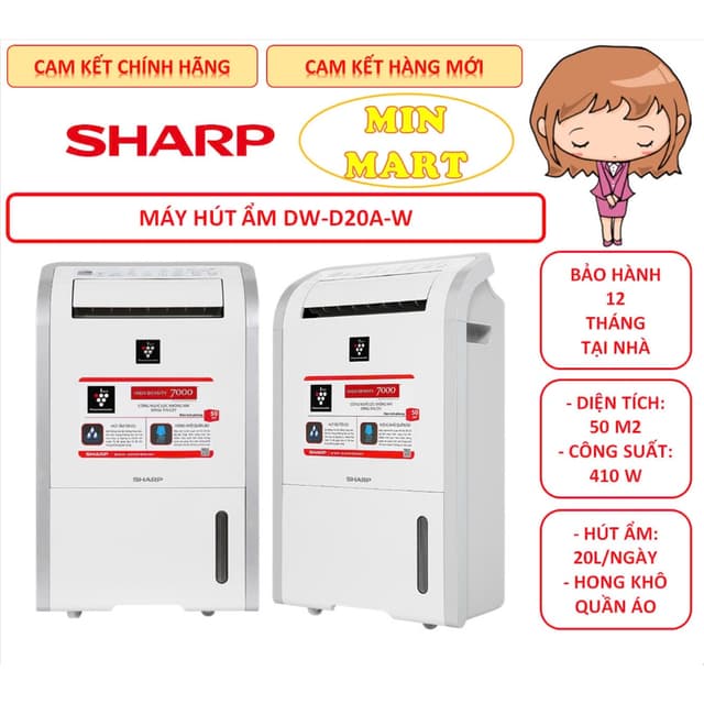 Máy hút ẩm + tạo ion Sharp 50m2 DW-D20A-W: Chính Hãng, Bảo Hành 12 Tháng, Lỗi 1 Đổi 1 - Ảnh 8