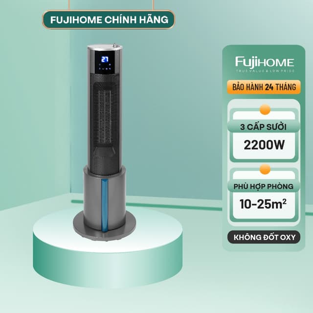 Quạt sưởi gốm tạo ẩm nhập khẩu FUJIHOME FH6000 - Làm ấm nhanh - Không đốt oxy - Bảo hành 24 tháng - Ảnh 3