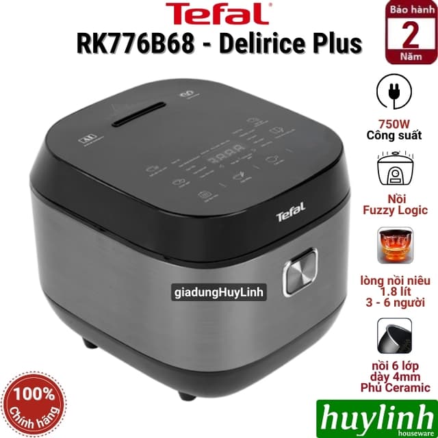 Nồi cơm điện tử Delirice Plus Tefal RK776B68 - 1.8 lít - Lòng nồi niêu dày 4mm - Ảnh 1