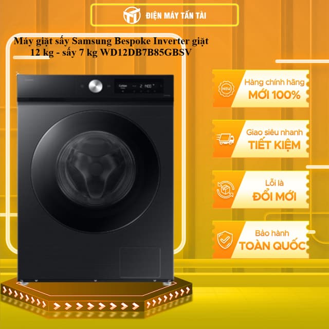 WD12DB7B85GBSV - Máy giặt sấy Samsung Bespoke Inverter giặt 12 kg - sấy 7 kg - Ảnh 4