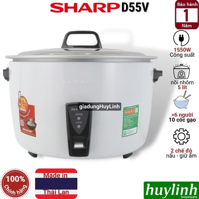 Nồi cơm điện nắp rời Sharp KSH-D55V - 5 lít - Ảnh 9