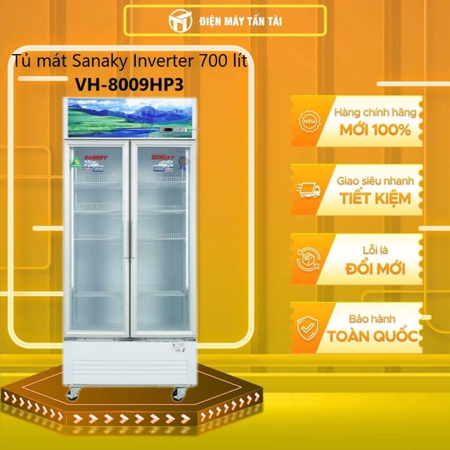 [TẤN TÀI LĐ 0Đ] VH-8009HP3 - Tủ mát Sanaky Inverter 700 lít 2 cửa VH 8009HP3 - GIAO MIỄN PHÍ HCM - Ảnh 3