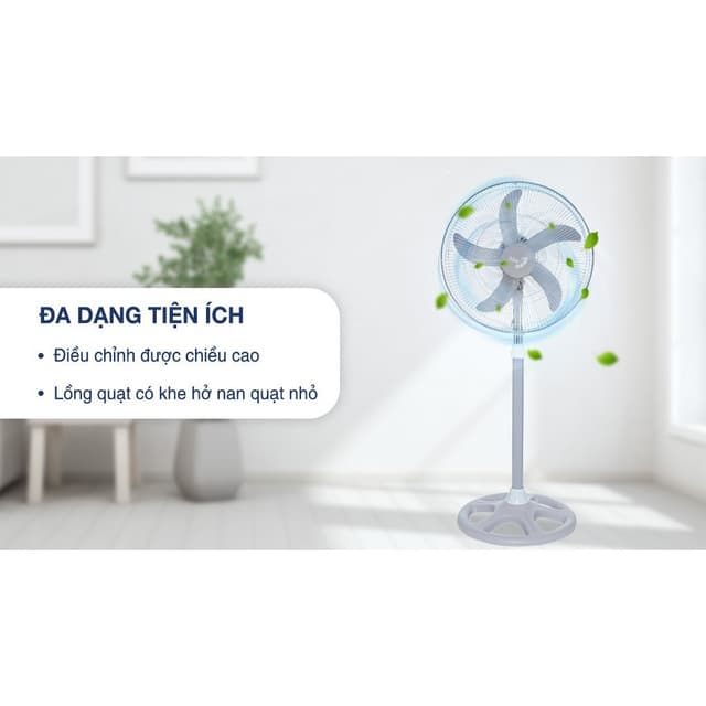 Quạt đứng Asia VY539790 công suất 55w,3 mức gió,5 cánh - 44 cm - Ảnh 5