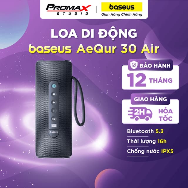 Loa Bluetooth Di Động Baseus AeQur 30 Air Outdoor (Bluetooth v5.3, IPX5, 16H) - Ảnh 8