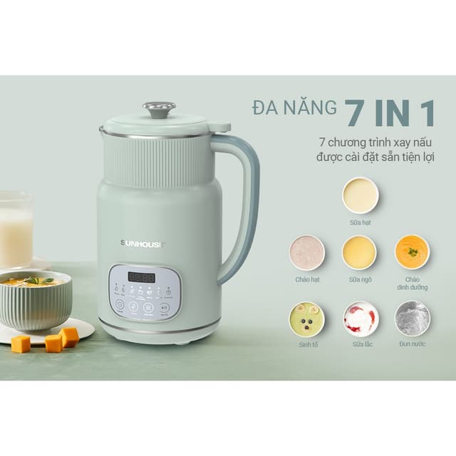 Máy làm sữa hạt đa năng SUNHOUSE SHD5260 bảo hành 12 tháng chính hãng - Ảnh 9
