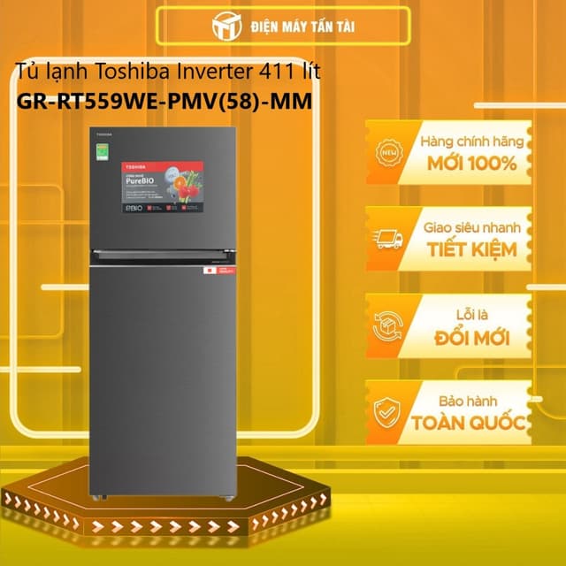 GR-RT559WE-PMV(58)-MM - Tủ lạnh Toshiba Inverter 411 lít GR-RT559WE-PMV(58)-MM - GIAO MIỄN PHÍ HCM - Ảnh 5