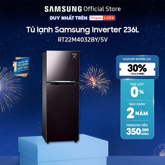 [Livestream] [Shopee - Lắp đặt 0Đ HN HCM] Tủ lạnh Samsung Inverter 236 lít RT22M4032BY/SV - Ảnh 1