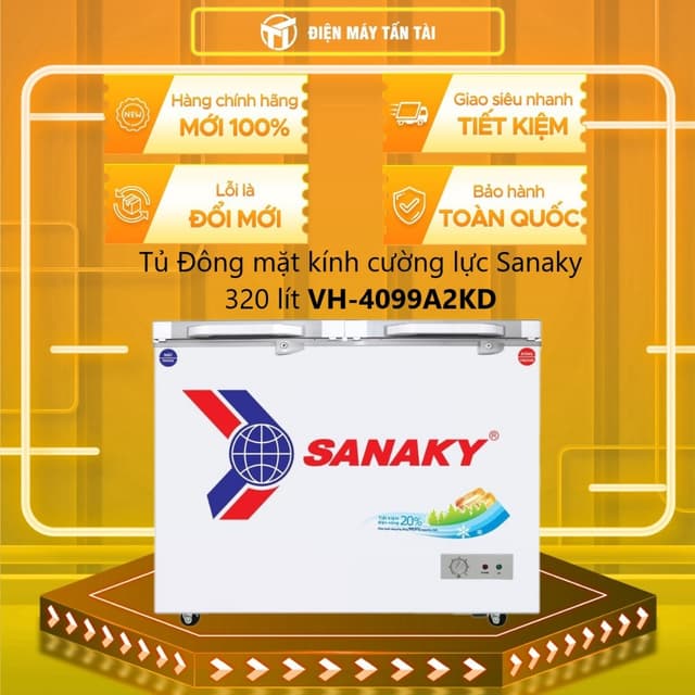 VH-4099A2KD - Tủ đông SANAKY 305 lít VH-4099A2KD - 1 NGĂN , MẶT KÍNH CƯỜNG LỰC - MIỄN PHÍ GIAO HCM - Ảnh 1