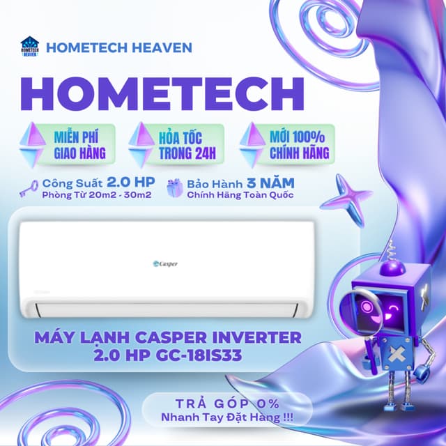 [MIỄN PHÍ GIAO HÀNG] GC-18IS33 - Máy lạnh Casper 2.0 HP Inverter GC-18IS33 - Hàng Chính Hãng, Mới 100% - Ảnh 11