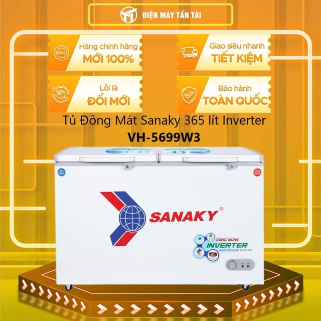 [TẤN TÀI LĐ 0Đ] VH-5699W3 - Tủ Đông Mát Sanaky 365 lít Inverter VH-5699W3 - 1 đông 1 mát -CHÍNH HÃNG - Ảnh 3
