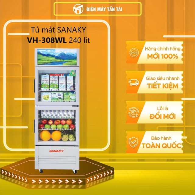 [TẤN TÀI LĐ 0Đ] VH-308WL - Tủ mát SANAKY 240 lít VH-308WL  - DÀN LẠNH NHÔM, MIỄN PHÍ GIAO HÀNG HCM. - Ảnh 6