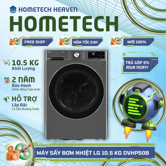 [GIAO LẮP MIỄN PHÍ] DVHP50B - Máy sấy bơm nhiệt LG Inverter 10.5 kg DVHP50B.BBLPEVN - Hàng Chính Hãng, Mới 100% - Ảnh 5