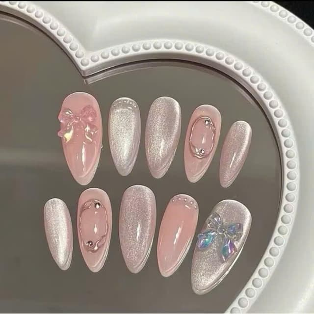 Nailbox thiết kế - Móng tay giả sơn mắt mèo tráng gương viền - Ảnh 10