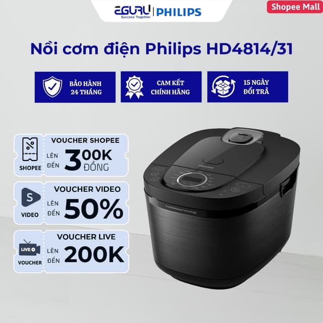 Nồi cơm điện tử Philips 1.8 lít HD4814/31 - Hàng Chính Hãng - Bảo Hành 24 Tháng - Ảnh 8
