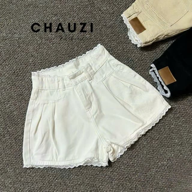 [MỞ BÁN]QUẦN SHORT JEANS ĐÙI NỮ LƯNG CAO PHỐI REN LƯNG MÀU TRẮNG ĐEN KEM SIÊU CÁ TÍNH XỊN SÒ QS890 - Ảnh 4