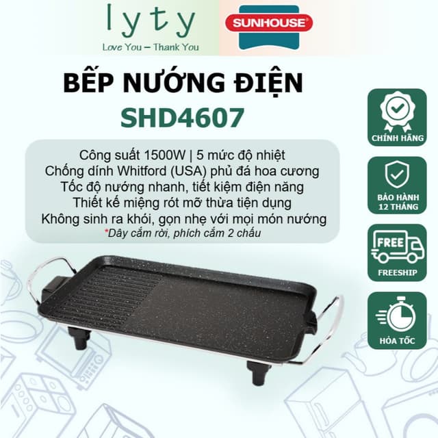 Bếp nướng điện SUNHOUSE SHD4607 Chính Hãng - Ảnh 4