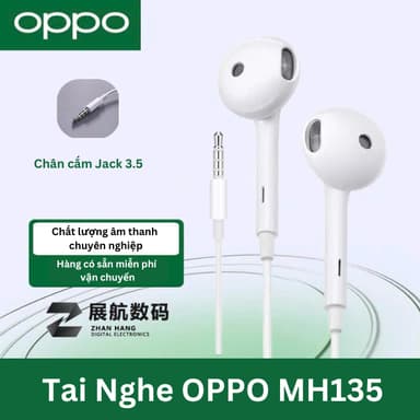 So sánh giá Tai nghe OPPO MH135 có dây nhét tai nghe gọi đàm thoại , Jack cắm 3.5 tương thích nhiều thiết bị - Bảo hành 6 tháng rẻ nhất?