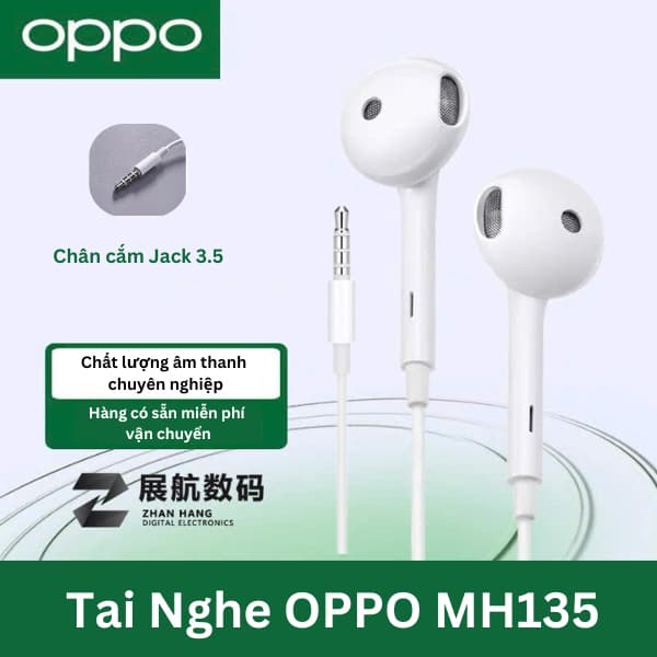 Tai nghe OPPO MH135 có dây nhét tai nghe gọi đàm thoại , Jack cắm 3.5 tương thích nhiều thiết bị - Bảo hành 6 tháng - Ảnh 8