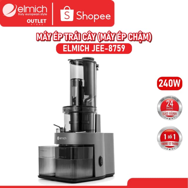 Máy Ép Chậm Elmich JEE-8759 (Công Suất 240W, Ống Tiếp Nguyên Liệu 125mm, Có Chức Năng Làm Kem) - Ảnh 2