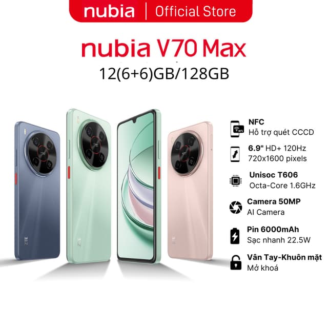 Điện thoại Nubia V70 Max 12(6+6)GB/128GB I Hỗ trợ NFC I Pin 6000mAh I 6.9"120Hz I Chống rơi vỡ* - Ảnh 3