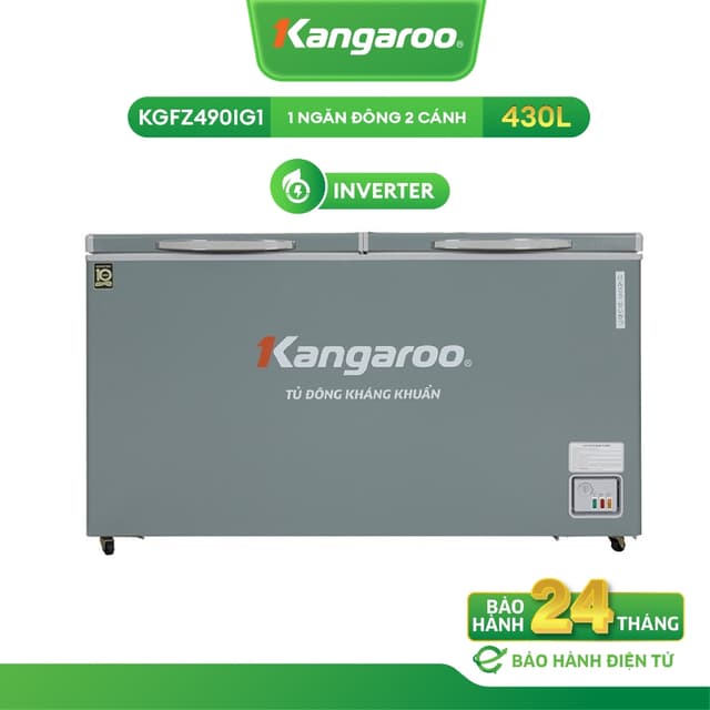 Tủ đông  Inverter  Kangaroo kháng khuẩn 430 lít thiết kế 1 ngăn 2 cánh KGFZ490IG1 - Ảnh 1