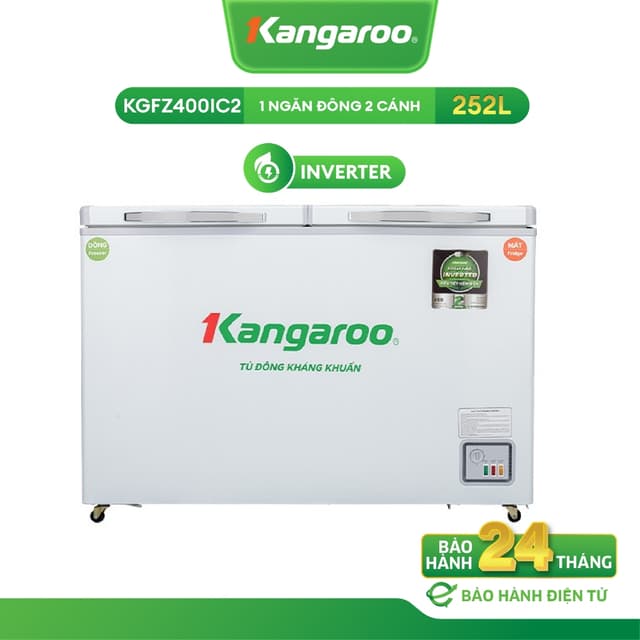 Tủ đông kháng khuẩn Inverter 252 lít Kangaroo thiết kế 2 ngăn 2 cánh KGFZ400IC2 - Ảnh 1
