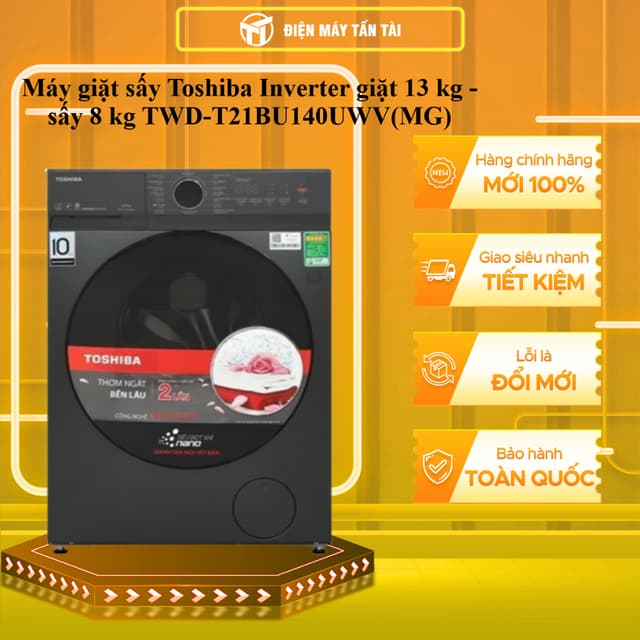 TWD-T21BU140UWV(MG) - Máy giặt sấy Toshiba Inverter 13 / 8 kg TWD-T21BU140UWV(MG) - TOÀN QUỐC - Ảnh 10