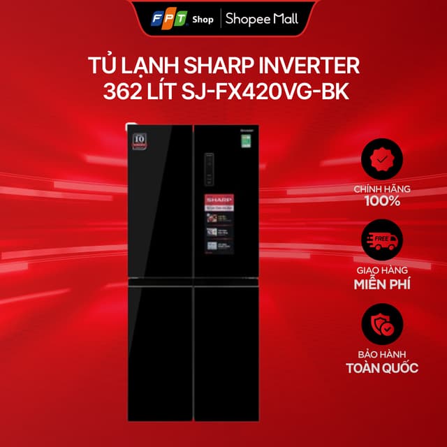 [Chỉ GH tận nơi] Tủ lạnh Sharp Inverter Multi Door 362 lít SJ-FX420VG-BK - Ảnh 9
