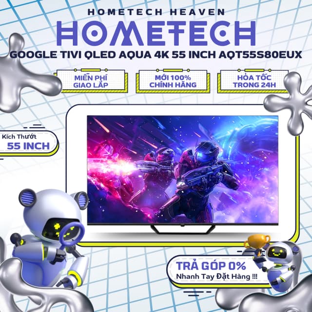 [GIAO LẮP MIỄN PHÍ] AQT55S80EUX - Google Tivi QLED Aqua 4K 55 inch AQT55S80EUX - Hàng Chính Hãng, Mới 100% - Ảnh 4