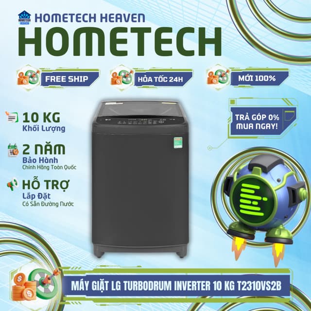 [GIAO LẮP MIỄN PHÍ] T2310VS2B - Máy giặt LG TurboDrum Inverter 10 kg T2310VS2B - Hàng Chính Hãng, Mới 100% - Ảnh 2
