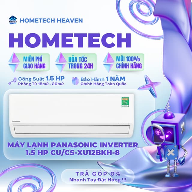 [MIỄN PHÍ GIAO HÀNG] XU12BKH-8 - Máy lạnh Panasonic Inverter 1.5 HP CU/CS-XU12BKH-8 - Hàng Chính Hãng, Mới 100% - Ảnh 8