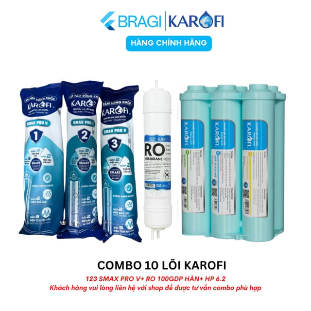 Combo 10 Lõi Lọc Karofi Model KAQ-X16 dùng 123 Smax Pro V, Màng RO 100GPD Purifim Hàn Và Bộ hiệu quả Smax HP 6.2 - Ảnh 12