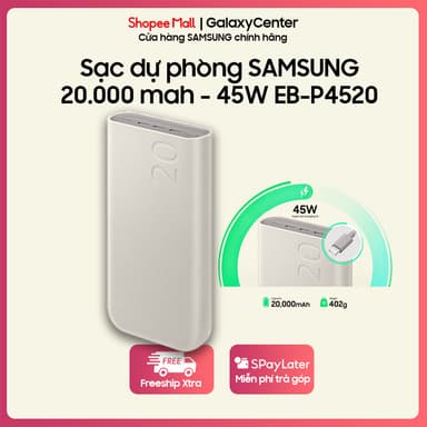 So sánh giá Pin Sạc Dự Phòng Samsung 20000mAh Type C PD 45W Model EB-P4520 rẻ nhất?