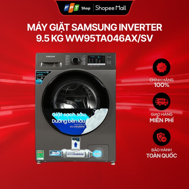 Máy giặt cửa trước Samsung Inverter 9.5 kg WW95TA046AX/SV - Ảnh 8