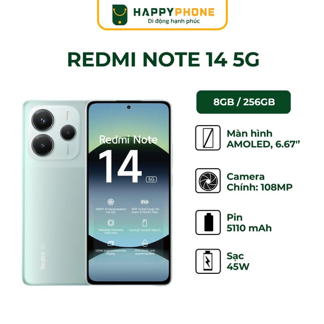 Điện Thoại Xiaomi Redmi Note 14 5G 8GB/256GB - Hàng Chính Hãng - Ảnh 7