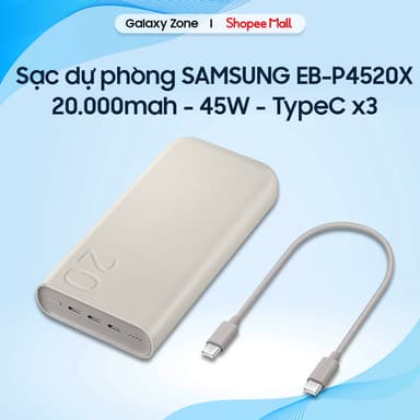 So sánh giá Pin sạc dự phòng 20000mAh Type C PD 45W Samsung EB-P4520 - Hàng chính hãng - GalaxyShopVN rẻ nhất?