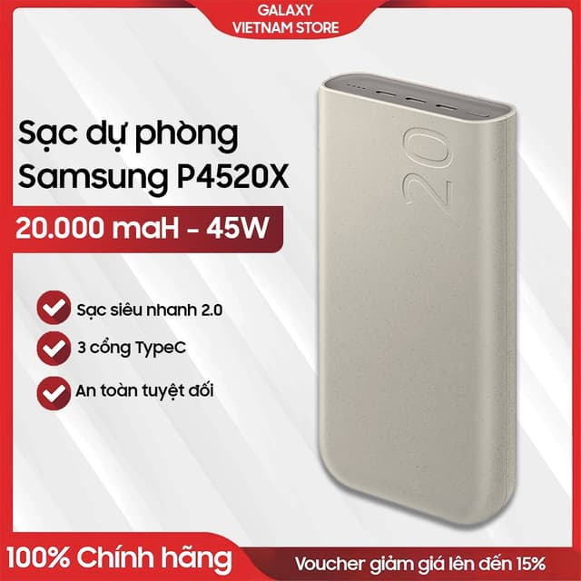 Chính hãng - Pin sạc dự phòng 20000mAh Type C PD 45W Samsung EB-P4520 - Bảo hành 6 Tháng - Ảnh 10