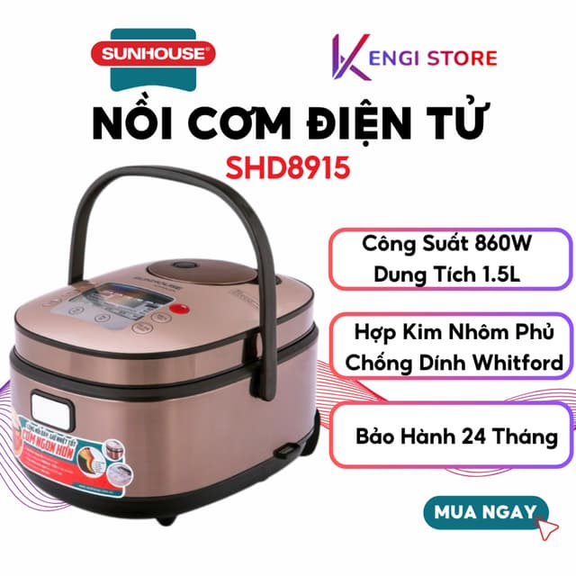 [Hàng Chính Hãng] Nồi Cơm Điện Tử 1.5 Lít Cao Cấp Sunhouse SHD8915 - Bảo Hành Toàn Quốc 24 Tháng - Ảnh 4