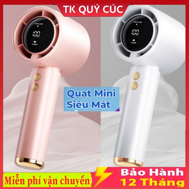 Quạt cầm tay M2 di động có  thể sạc gió mạnh 100 tốc độ turbo phản lực màn hình hiển thị pin tặng dây đeo - Ảnh 9
