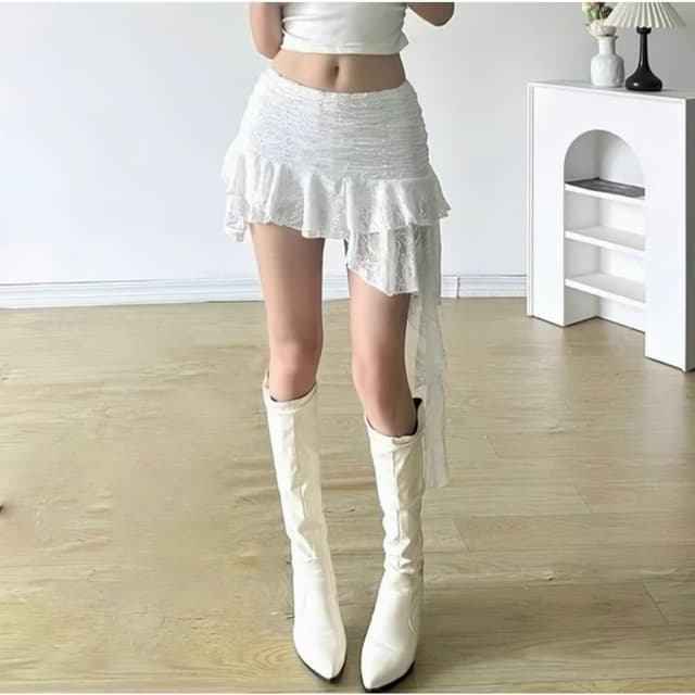 Chân Váy Ren Ngắn Xòe Tầng Cực Sexy, Cá Tính. Váy Ren Tầng Vạt Chéo Cá Tính Đi Chơi Đi Biển Xinh - Ảnh 11