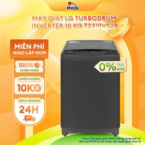 T2310VS2B [GIAO LẮP MIỄN PHÍ] Máy giặt LG TurboDrum Inverter 10 kg T2310VS2B-BH Chính Hãng, Mới 100% - Ảnh 1