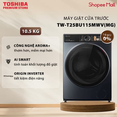 So sánh giá Máy Giặt Cửa Ngang Toshiba Inverter 10.5 Kg - TW-T25BU115MWV(MG) - Công Nghệ Giặt Thông Minh - Cảm Ứng Sắc Nét rẻ nhất?