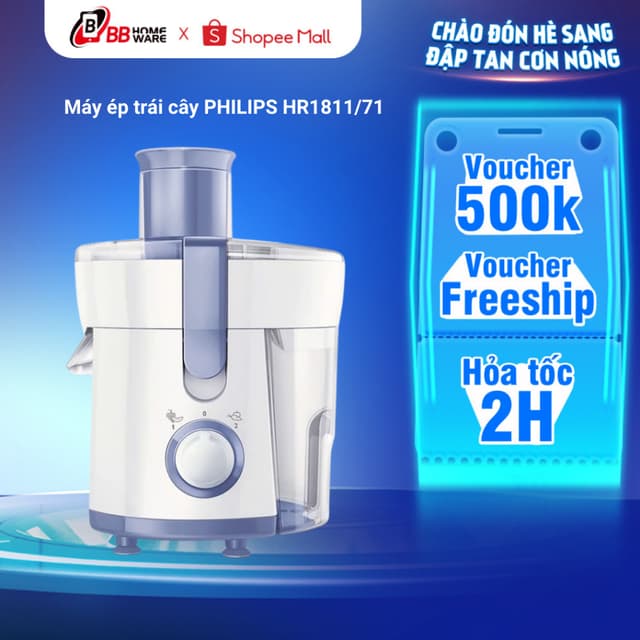Máy ép trái cây PHILIPS HR1811/71 (300W - 0.5L) - 2 tốc độ ép - Bảo hành chính hãng 24 tháng - Ảnh 9