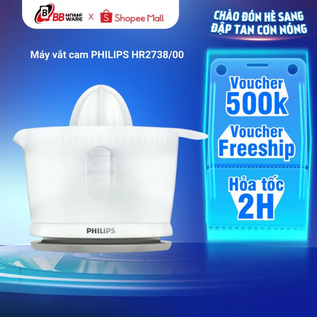 Máy vắt cam PHILIPS HR2738/00 (500ml - 25W) - Nhỏ gọn tiện dụng - Bảo hành chính hãng 2 năm - Ảnh 6